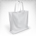 Vector 3d realistic eco bag made of white fabric stands on a surface isolated on a transparent background. Royalty Free Stock Photo